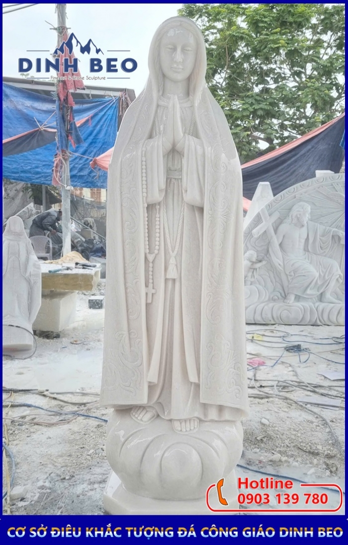 Tượng Đức Mẹ Fatima Bằng Đá Cẩm Thạch Trắng