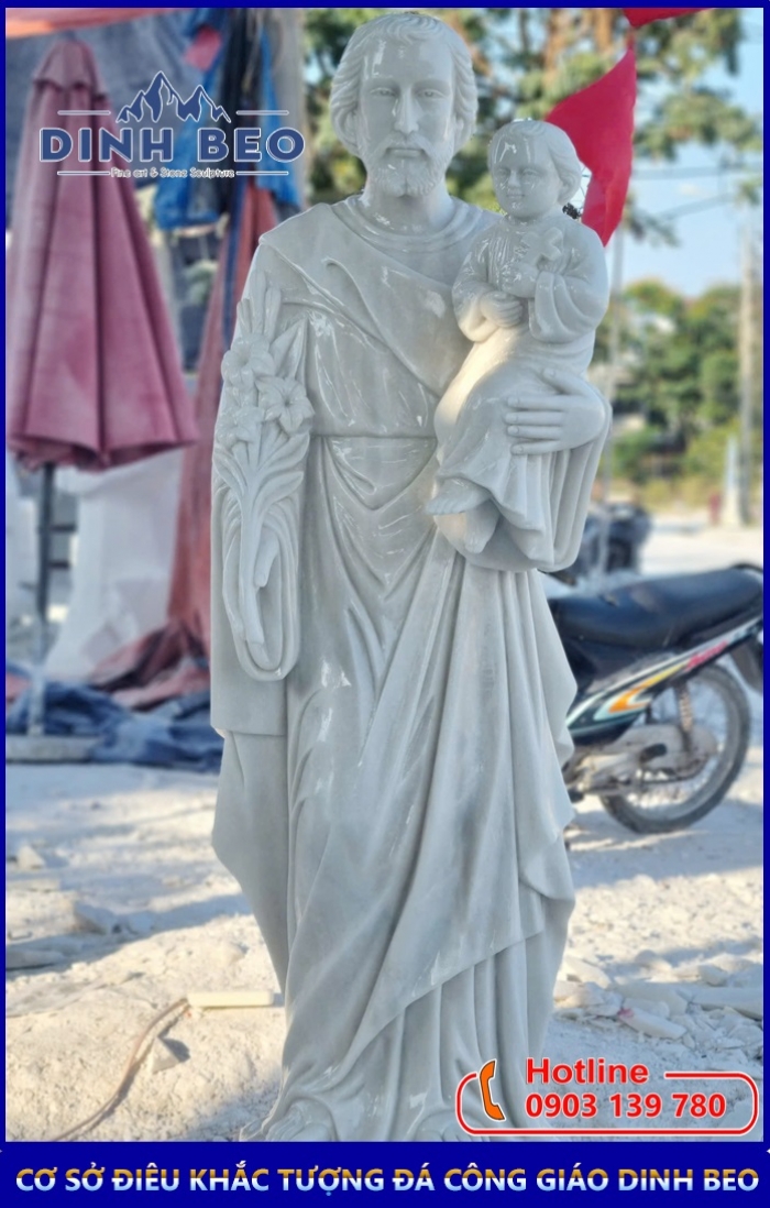 Tượng Thánh Giuse Bế Chúa Bằng Đá Cẩm Thạch