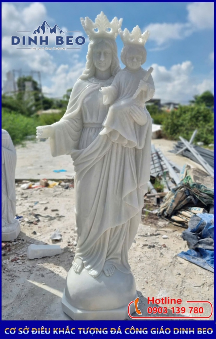 Tượng Đá Đức Mẹ Maria Bế Chúa Hài Đồng